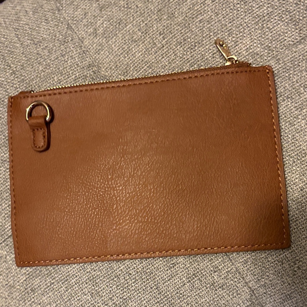 Dune London Tan Leather Wristlet